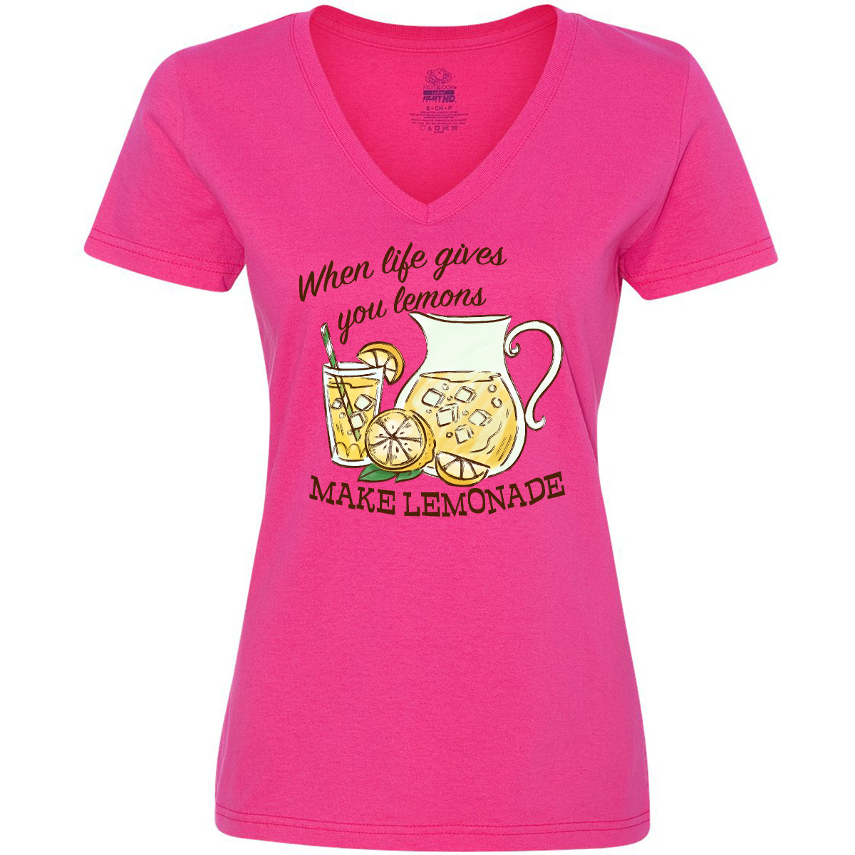 Inktastic When Life Gives You Lemons, Make Lemonade Women's V-Neck T-Shirt Food - Picture 2 of 4