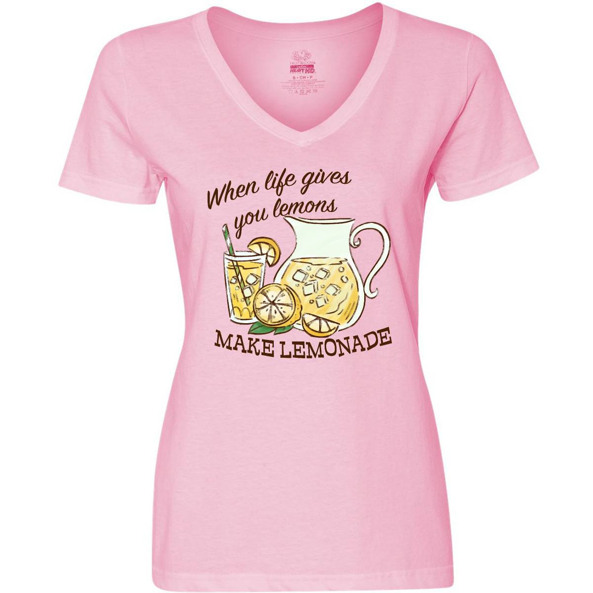 Inktastic When Life Gives You Lemons, Make Lemonade Women's V-Neck T-Shirt Food - Picture 4 of 4