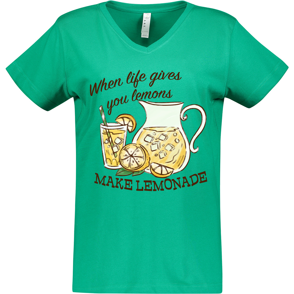 Inktastic When Life Gives You Lemons, Make Lemonade Women's V-Neck T-Shirt Food - Picture 3 of 4