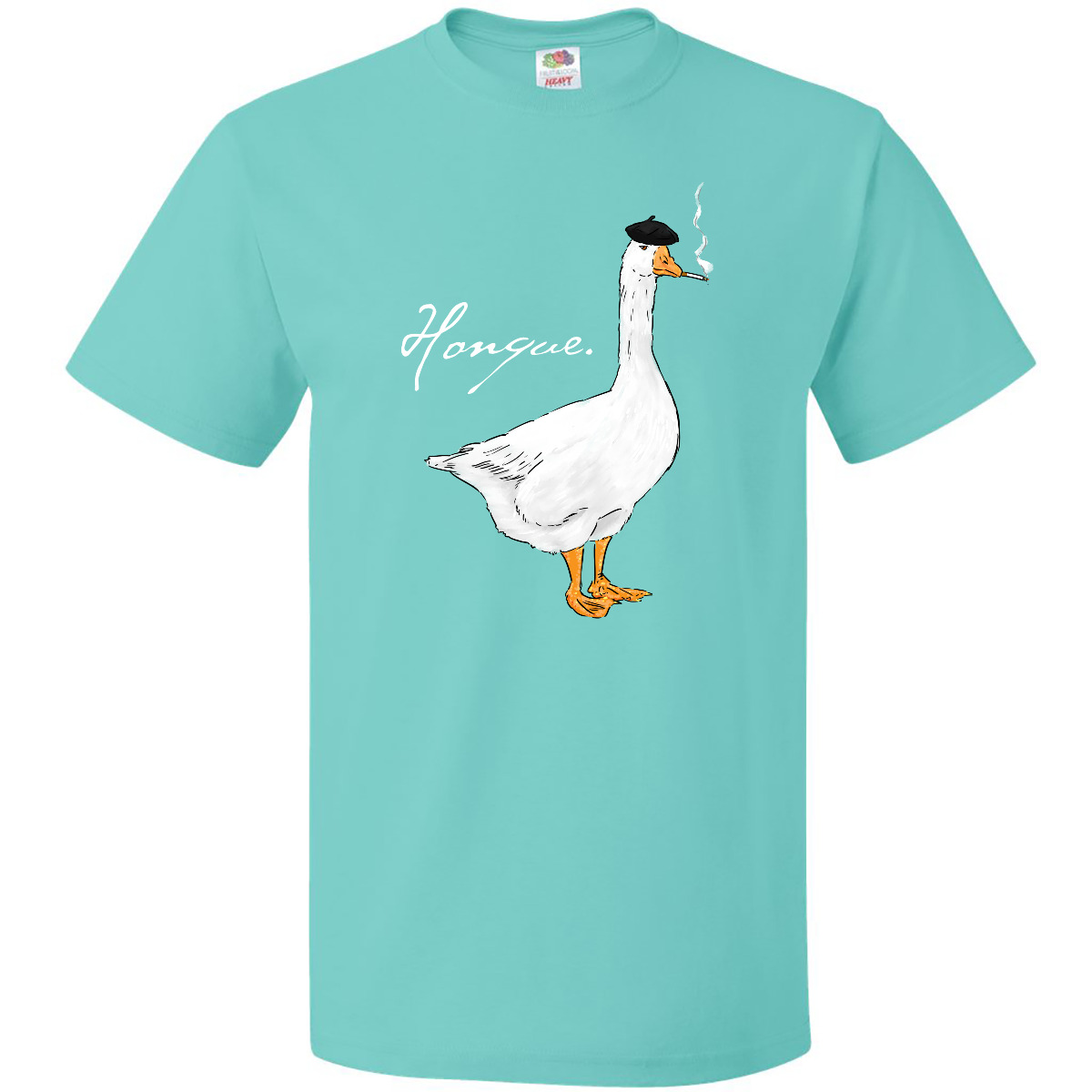 Inktastic Französische Gans sagt Honque! T-Shirt Tiere Huhn lustig Wortspiel Barett Herren - Bild 10 von 11