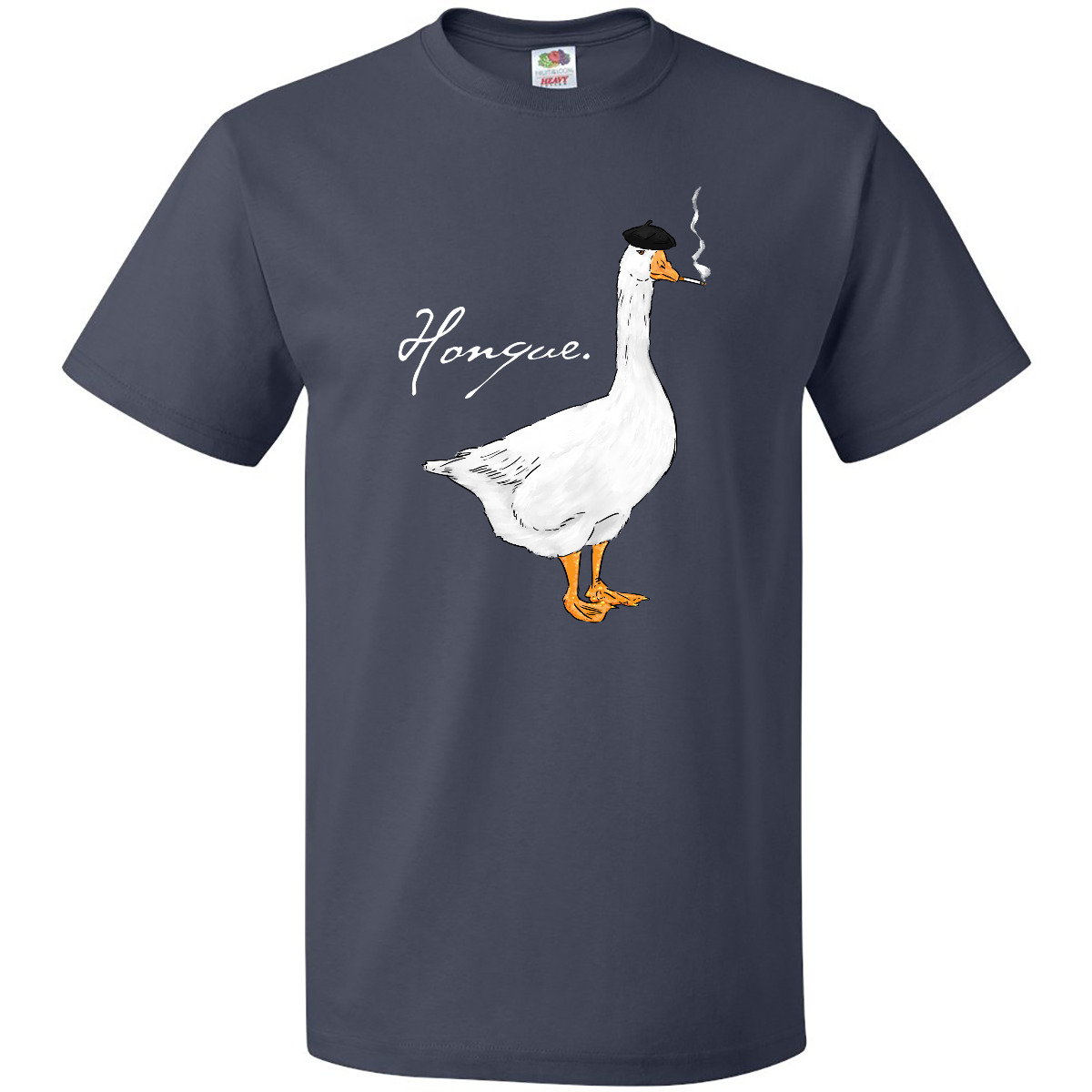 Inktastic Französische Gans sagt Honque! T-Shirt Tiere Huhn lustig Wortspiel Barett Herren - Bild 5 von 11