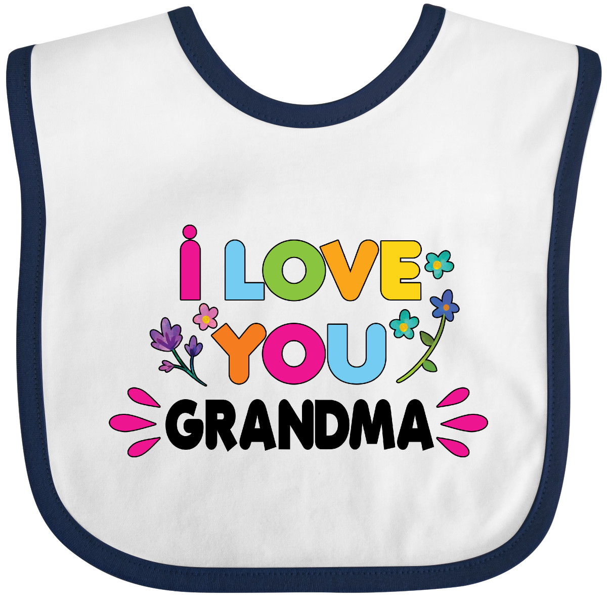Inktastic I Love You Grandma With Flowers Baby Bib Cute Adorable Gender Reveal - Picture 9 of 11