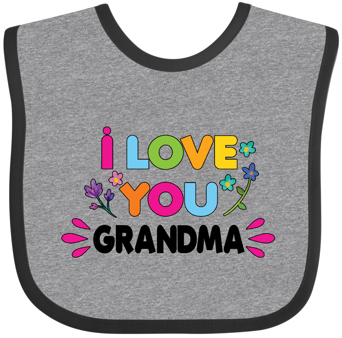 Inktastic I Love You Grandma With Flowers Baby Bib Cute Adorable Gender Reveal - Picture 3 of 11