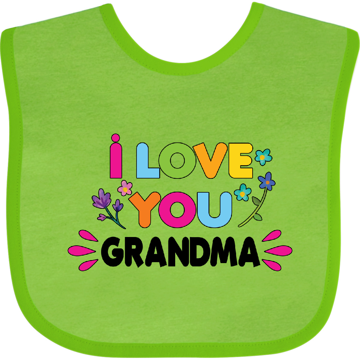 Inktastic I Love You Grandma With Flowers Baby Bib Cute Adorable Gender Reveal - Picture 2 of 11