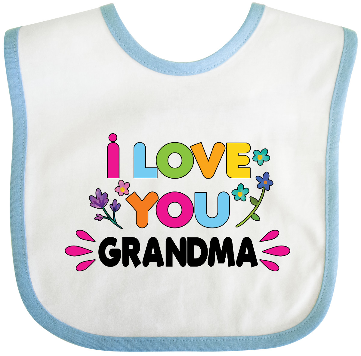 Inktastic I Love You Grandma With Flowers Baby Bib Cute Adorable Gender Reveal - Picture 8 of 11