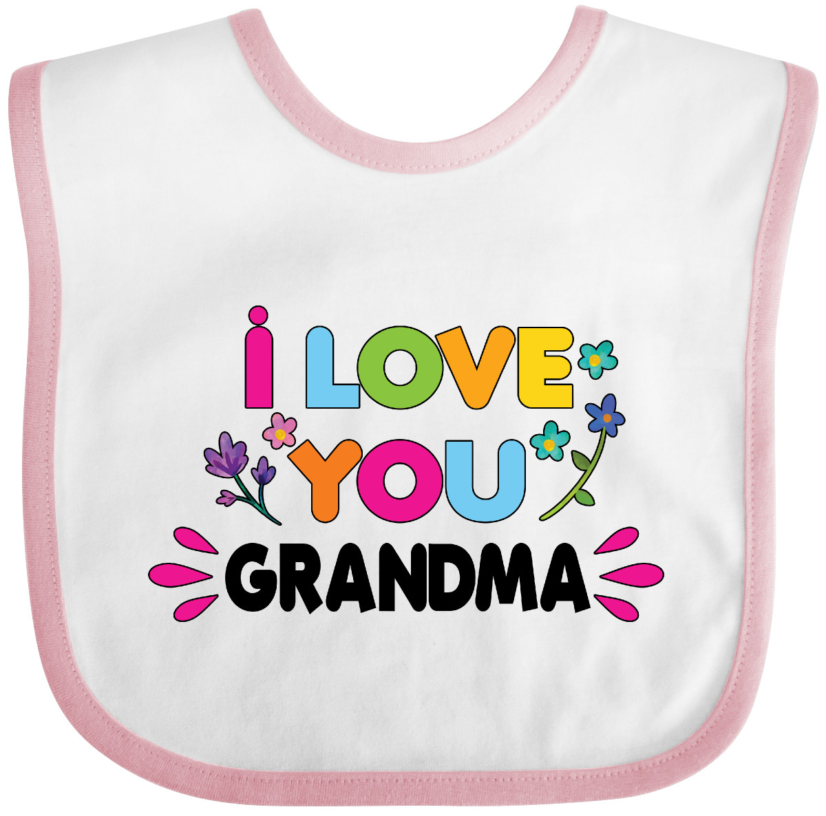 Inktastic I Love You Grandma With Flowers Baby Bib Cute Adorable Gender Reveal - Picture 10 of 11
