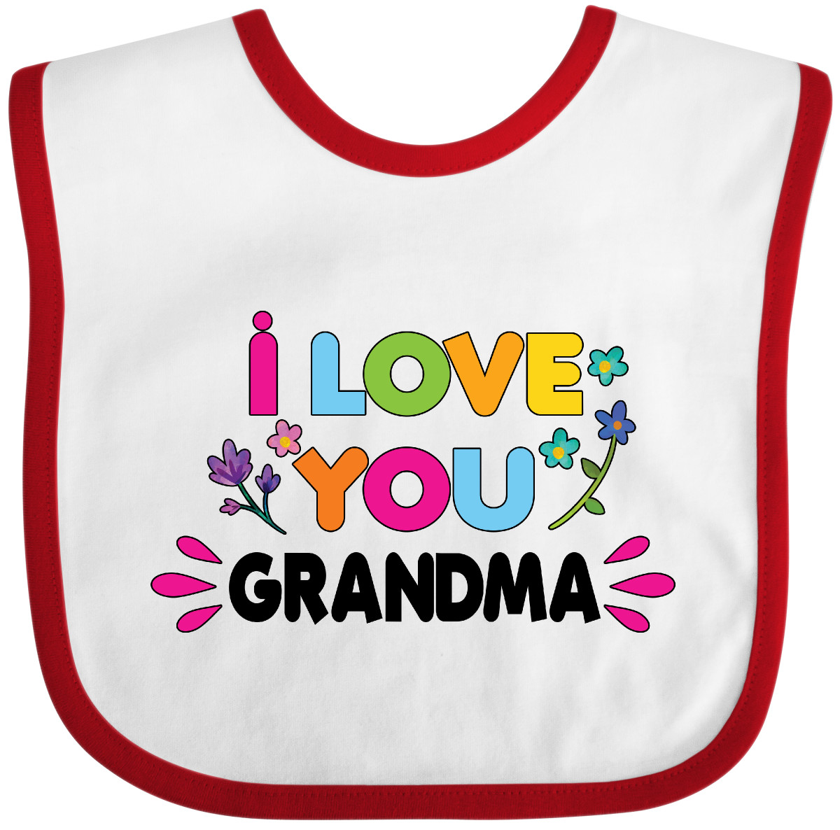 Inktastic I Love You Grandma With Flowers Baby Bib Cute Adorable Gender Reveal - Picture 11 of 11