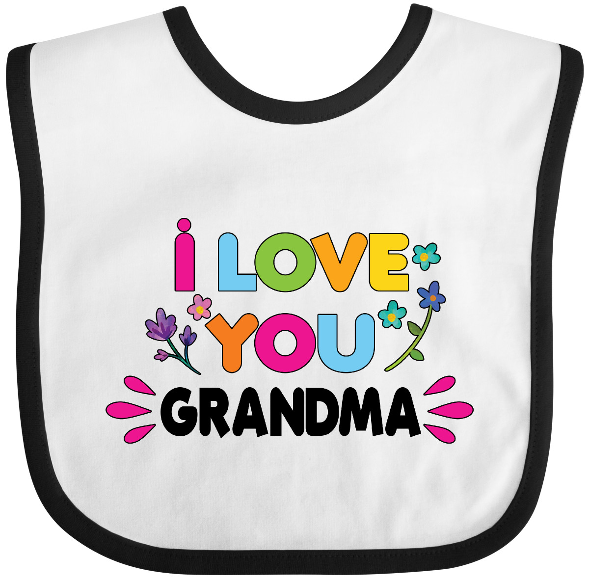 Inktastic I Love You Grandma With Flowers Baby Bib Cute Adorable Gender Reveal - Picture 7 of 11