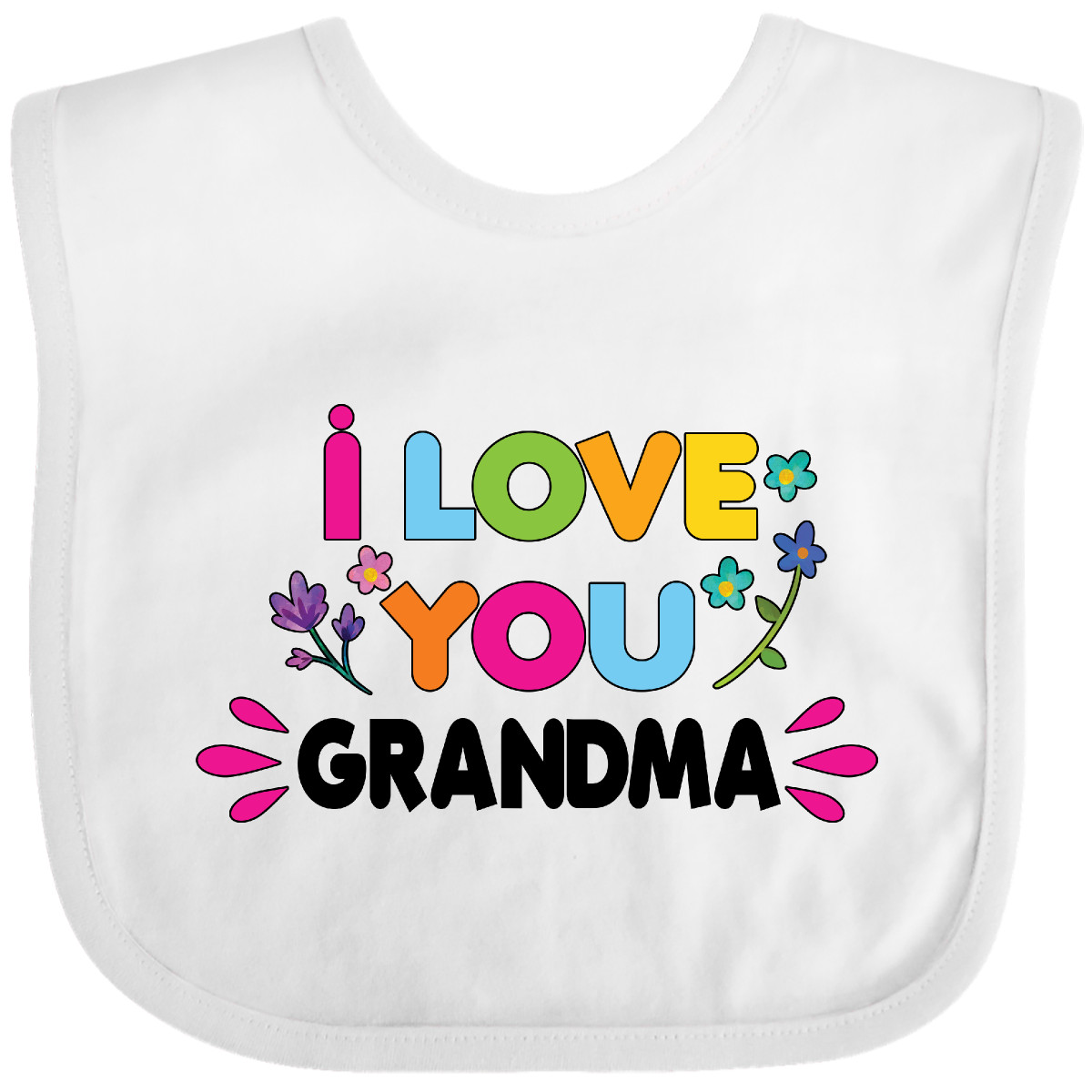 Inktastic I Love You Grandma With Flowers Baby Bib Cute Adorable Gender Reveal - Picture 6 of 11