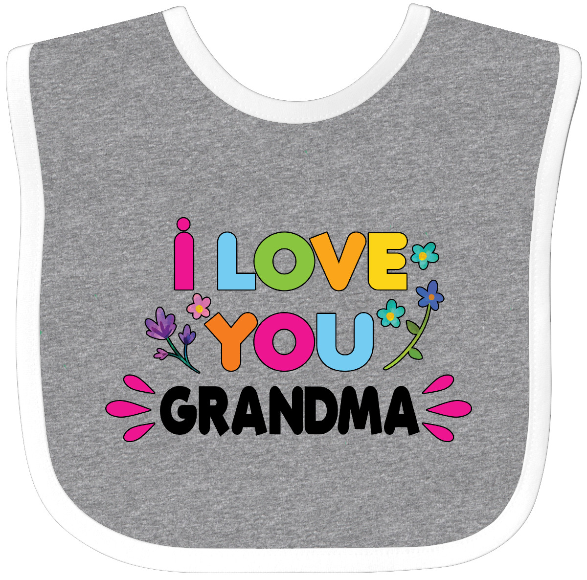 Inktastic I Love You Grandma With Flowers Baby Bib Cute Adorable Gender Reveal - Picture 4 of 11