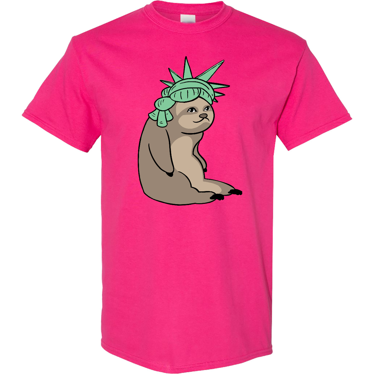 T-Shirt Inktastic Fourth Of July Faultier Lady Liberty Feuerwerk lustig süß Parade - Bild 4 von 10