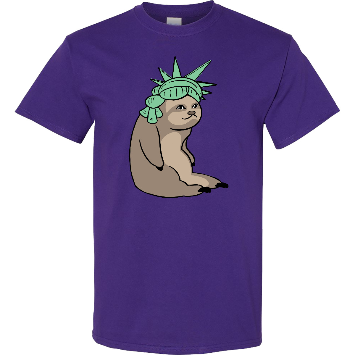 T-Shirt Inktastic Fourth Of July Faultier Lady Liberty Feuerwerk lustig süß Parade - Bild 7 von 10
