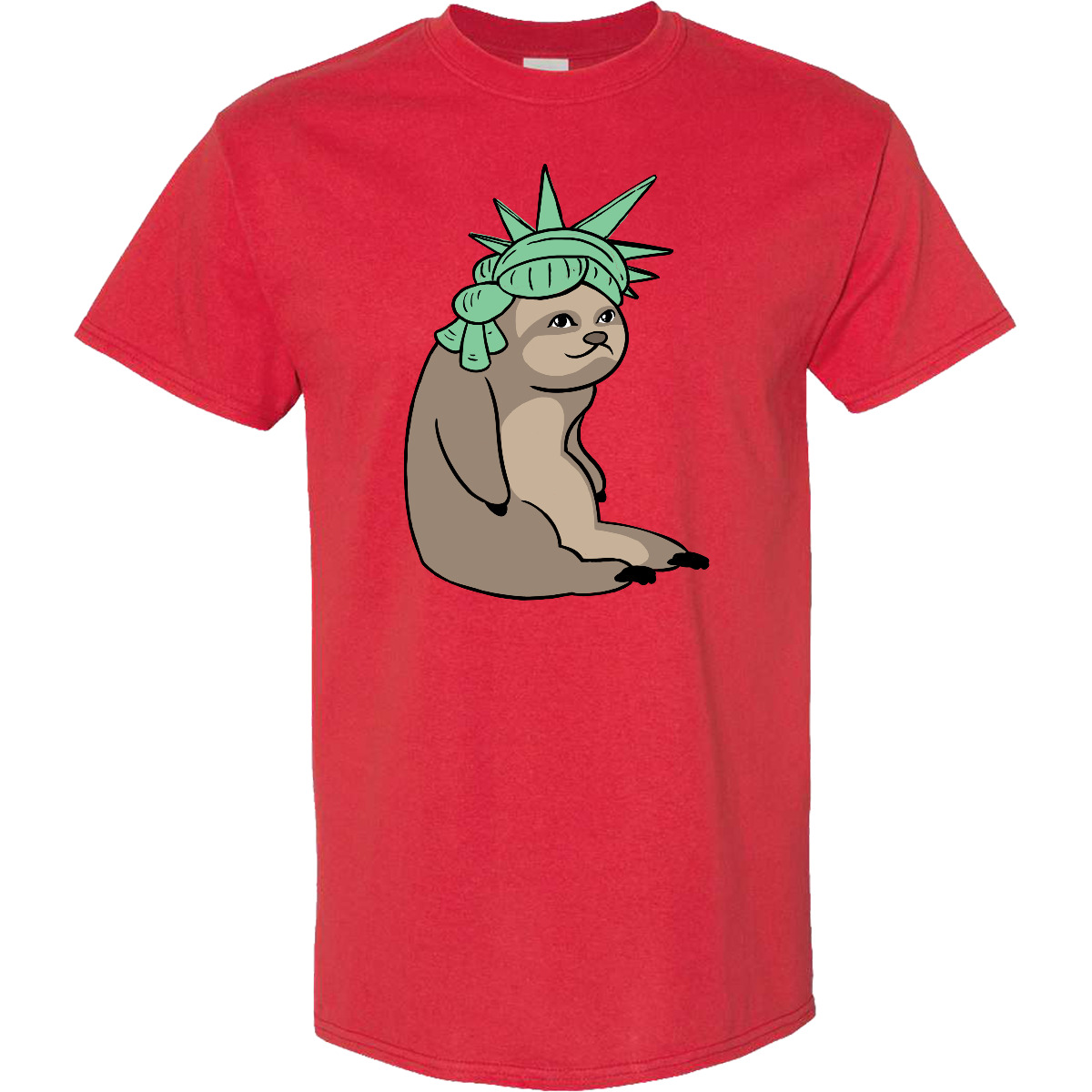 T-Shirt Inktastic Fourth Of July Faultier Lady Liberty Feuerwerk lustig süß Parade - Bild 8 von 10