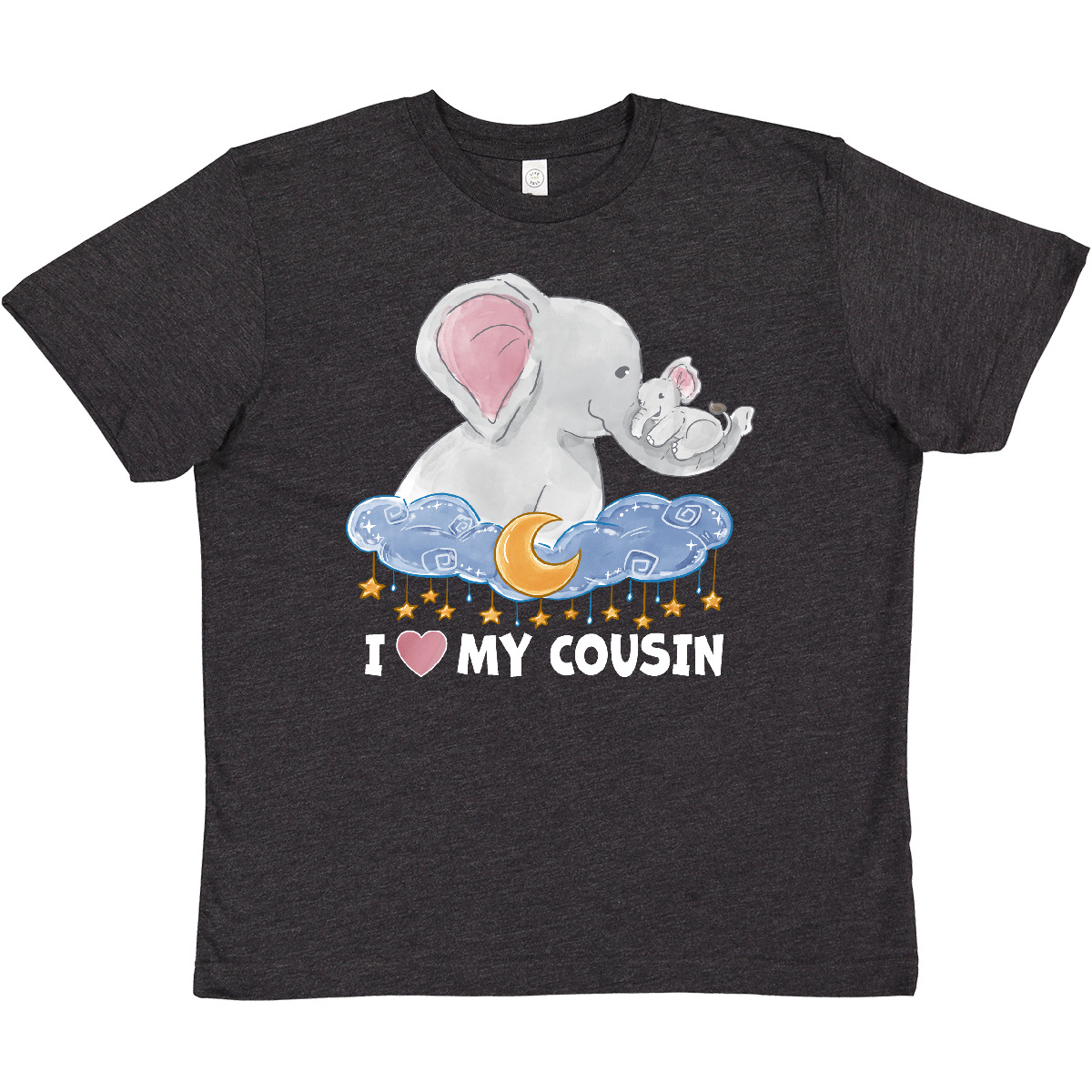 Inktastic I Love My Cousin Cute Elephants With Moon And Stars Youth T-Shirt Zoo - Bild 7 von 9