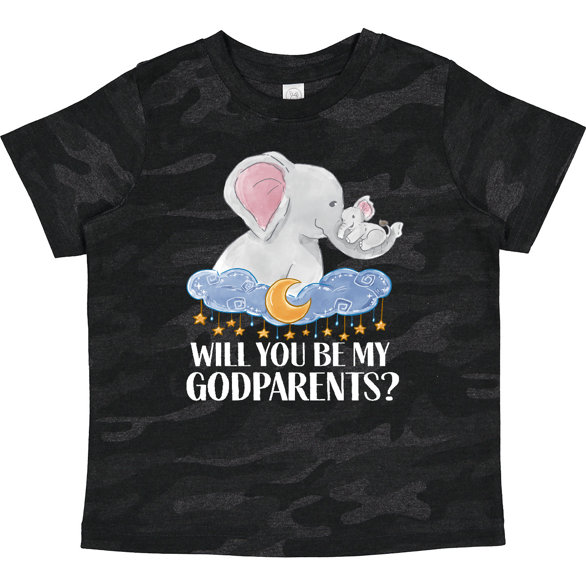 Inktastic Will You Be My Godparents? Elephants Moon And Stars Toddler T-Shirt - Picture 8 of 8