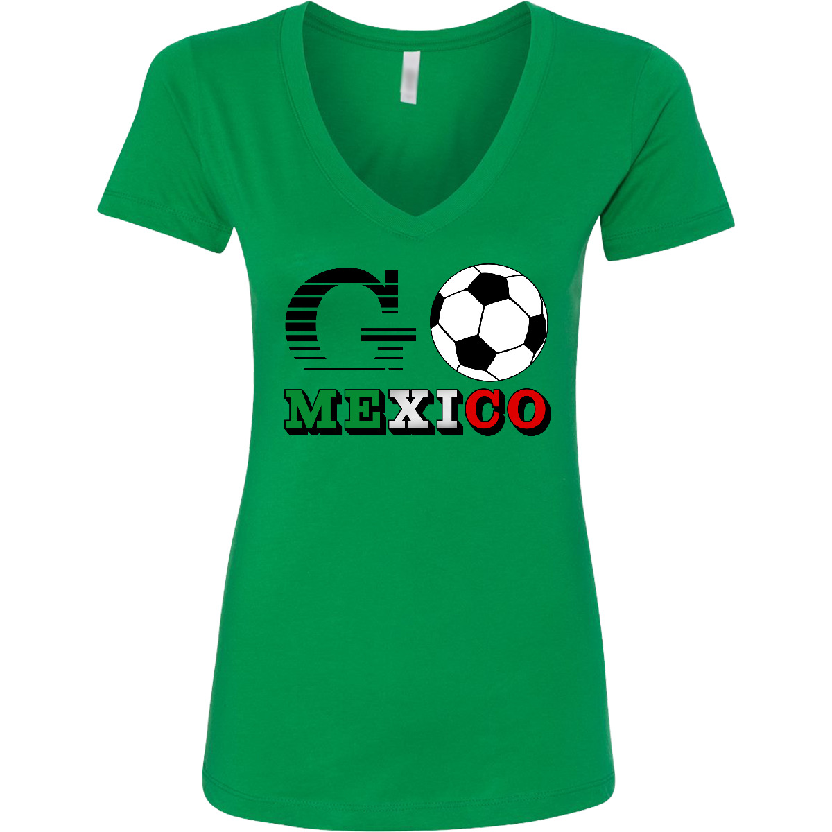 Inktastic Go, Mexico- Soccer, Football Women’s V-Neck T-Shirt Sports Mexican