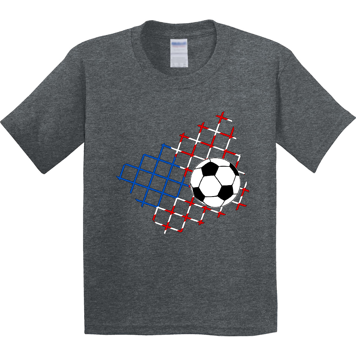 Inktastic Soccer Ball, Net With American Flag Colors Youth T-Shirt Sports World - Picture 5 of 7