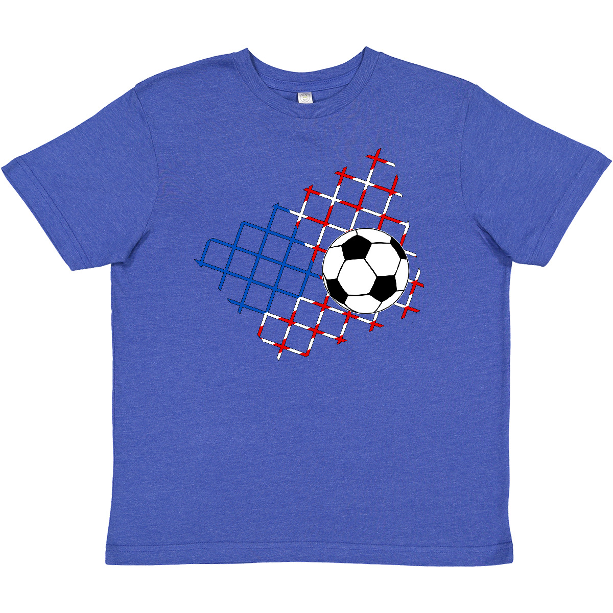 Inktastic Soccer Ball, Net With American Flag Colors Youth T-Shirt Sports World - Picture 6 of 7