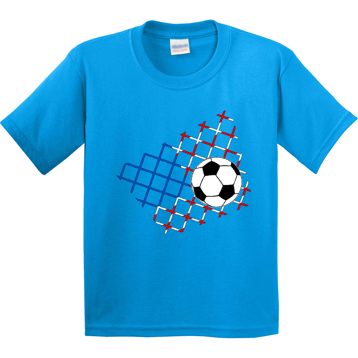 Inktastic Soccer Ball, Net With American Flag Colors Youth T-Shirt Sports World - Picture 4 of 7