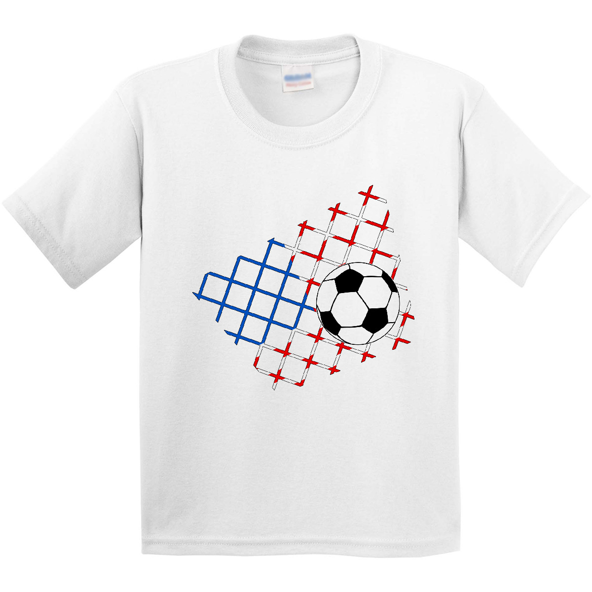 Inktastic Soccer Ball, Net With American Flag Colors Youth T-Shirt Sports World - Picture 7 of 7