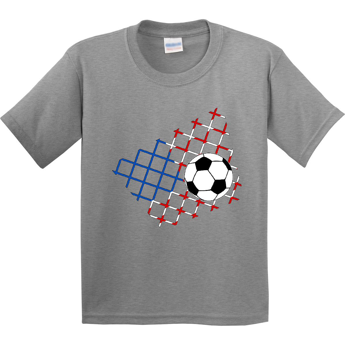 Inktastic Soccer Ball, Net With American Flag Colors Youth T-Shirt Sports World - Picture 2 of 7