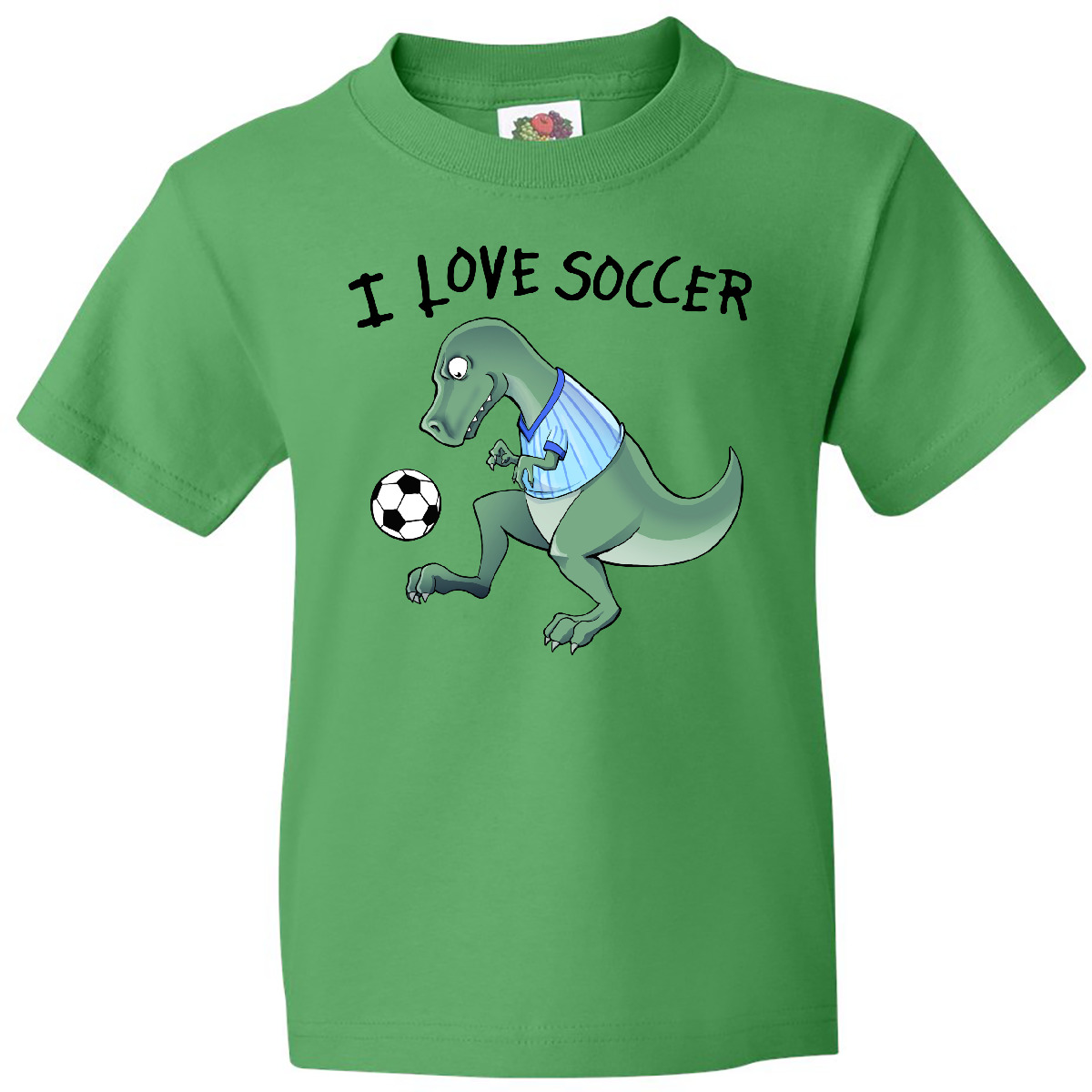 T-shirt Inktastic I Love Soccer-Dinosaure en bleu vente jeunesse sport football dinosaure T-rex