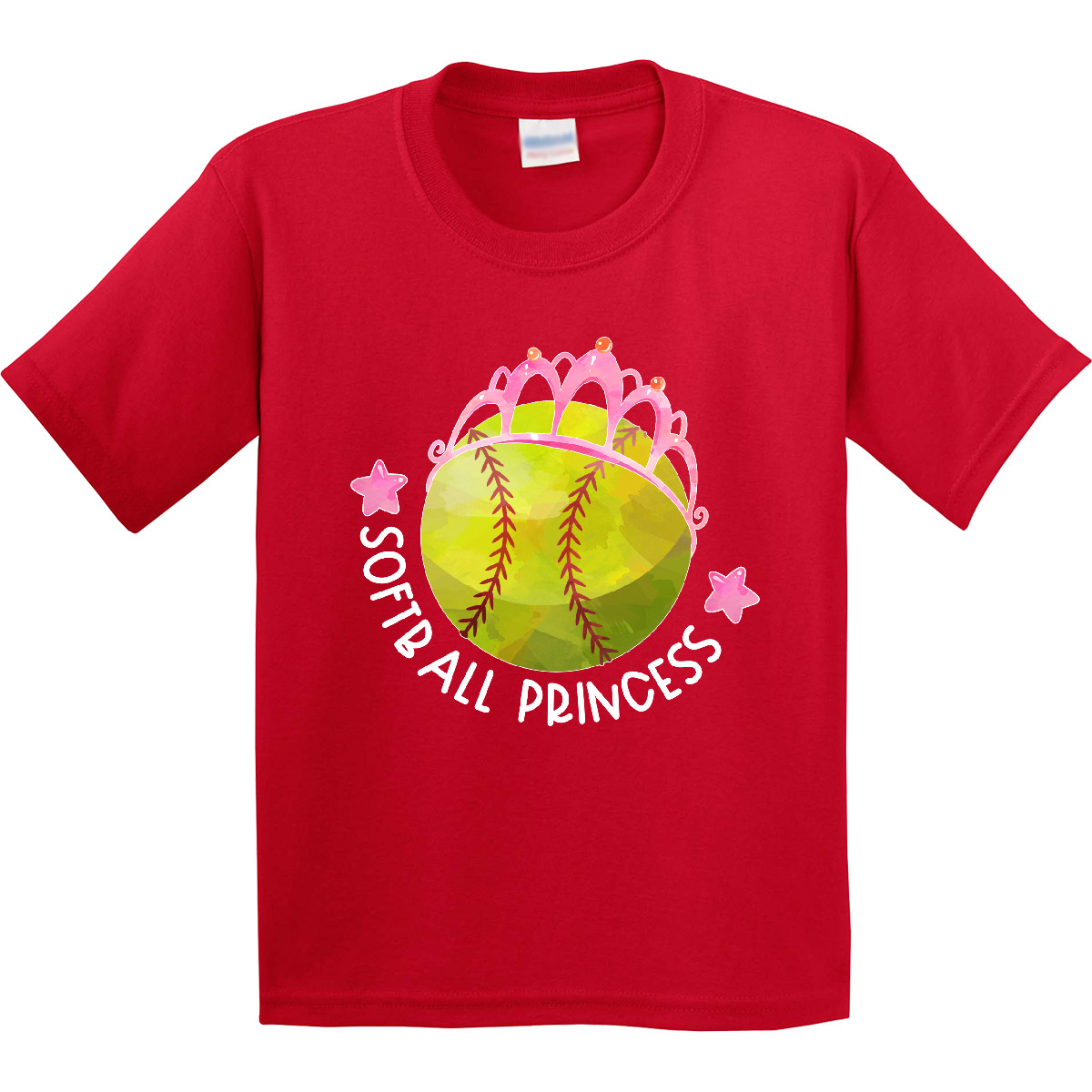 Inktastic Softball Princess- Tiara Youth T-Shirt Sports Kids Sport Ball Pink Fun - Picture 6 of 9