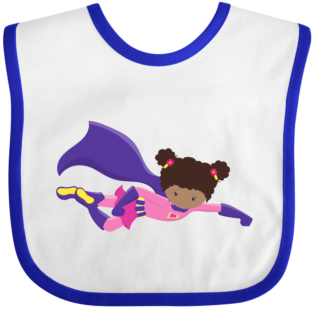 Inktastic African American Girl, Cape, Superhero Girl Baby Bib Black Cute Flying - Picture 10 of 10