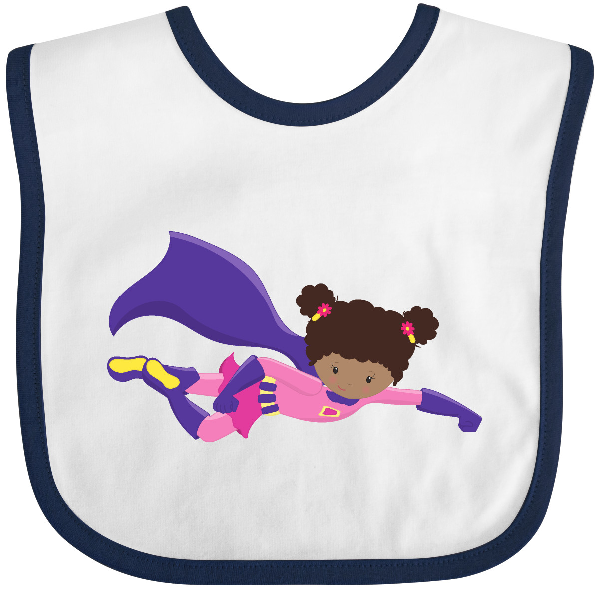 Inktastic African American Girl, Cape, Superhero Girl Baby Bib Black Cute Flying - Picture 8 of 10