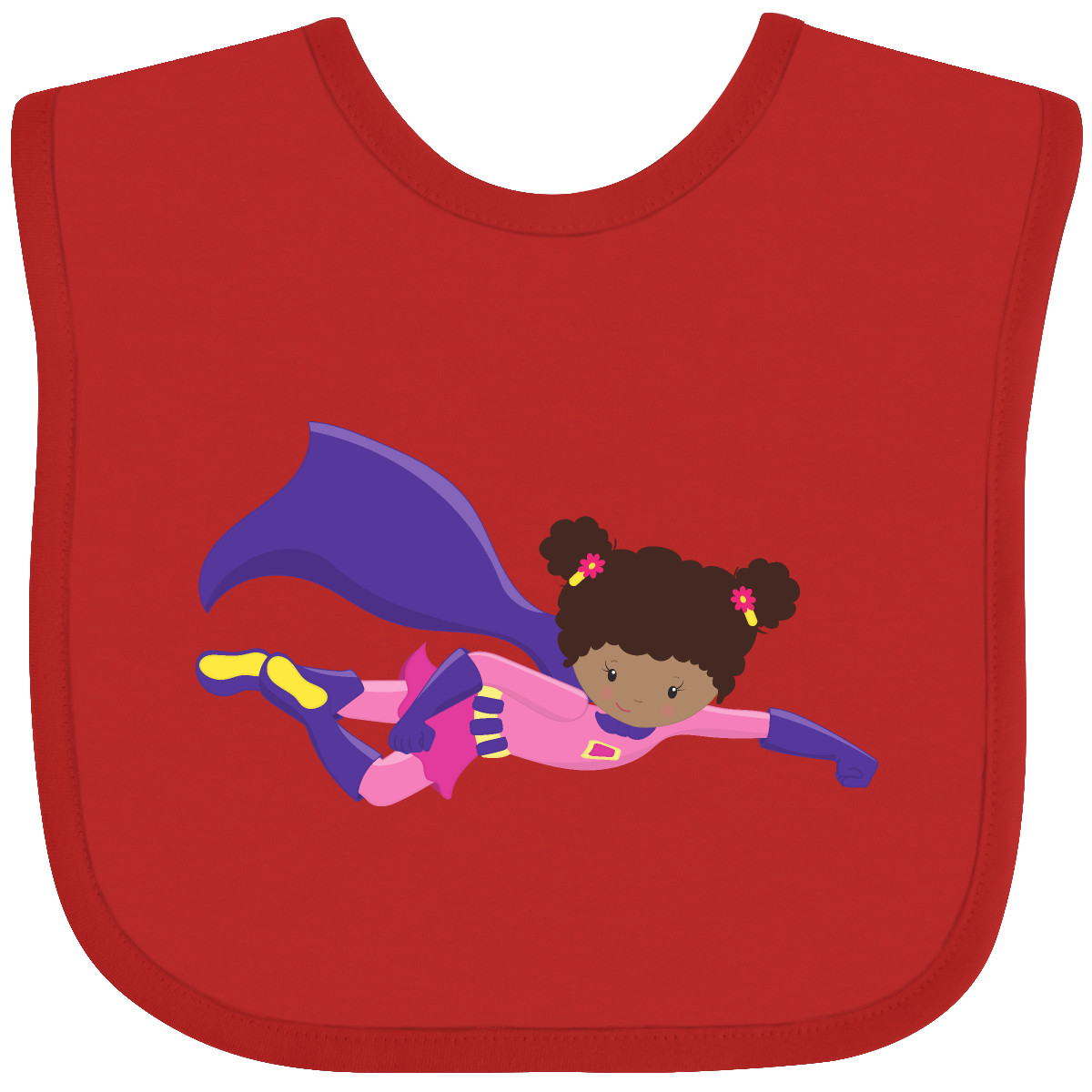 Inktastic African American Girl, Cape, Superhero Girl Baby Bib Black Cute Flying - Picture 4 of 10