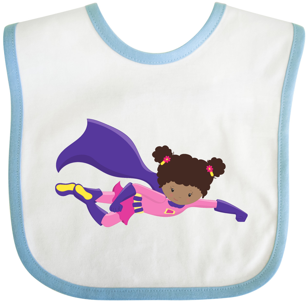 Inktastic African American Girl, Cape, Superhero Girl Baby Bib Black Cute Flying - Picture 7 of 10