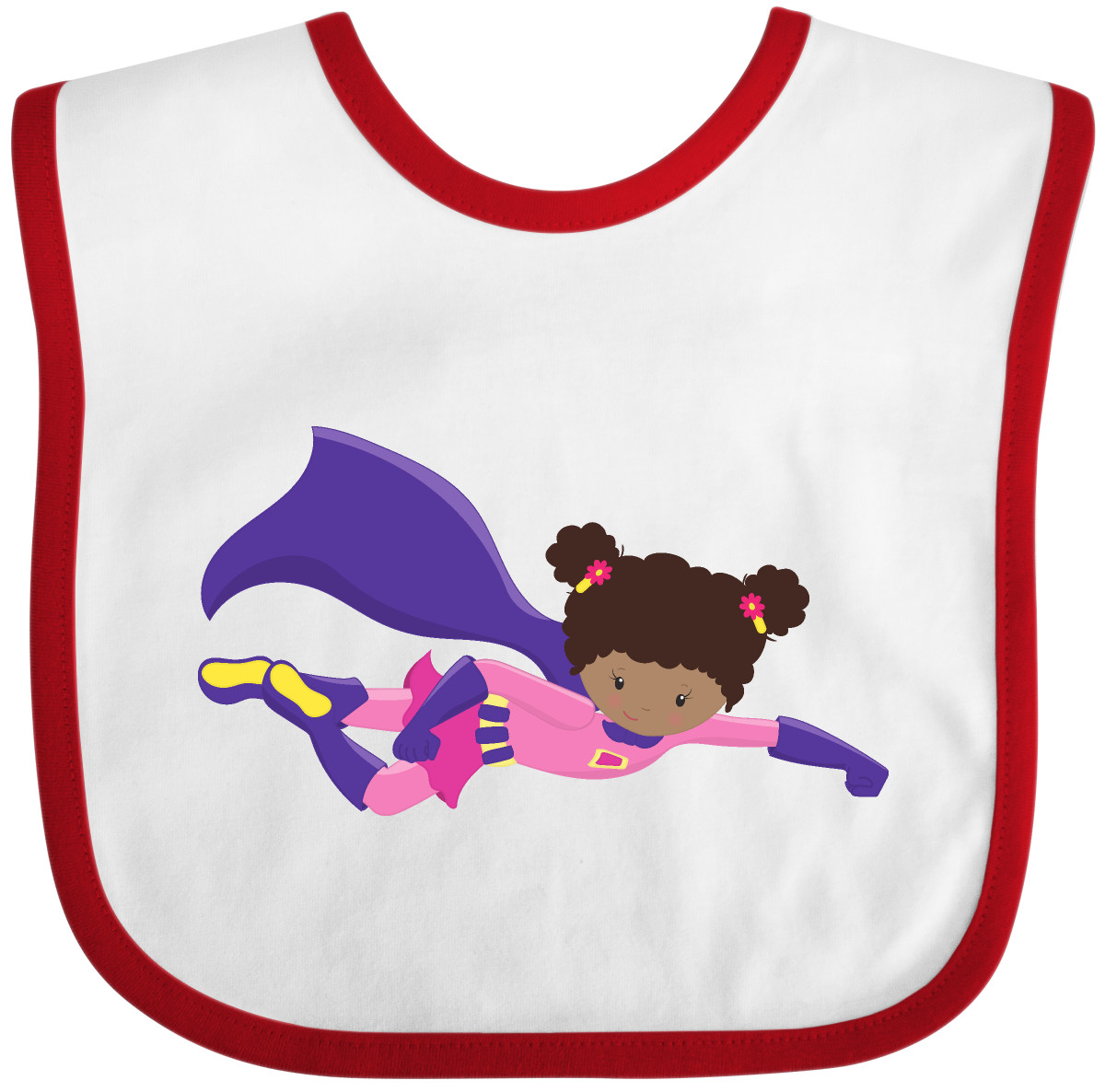 Inktastic African American Girl, Cape, Superhero Girl Baby Bib Black Cute Flying - Picture 9 of 10
