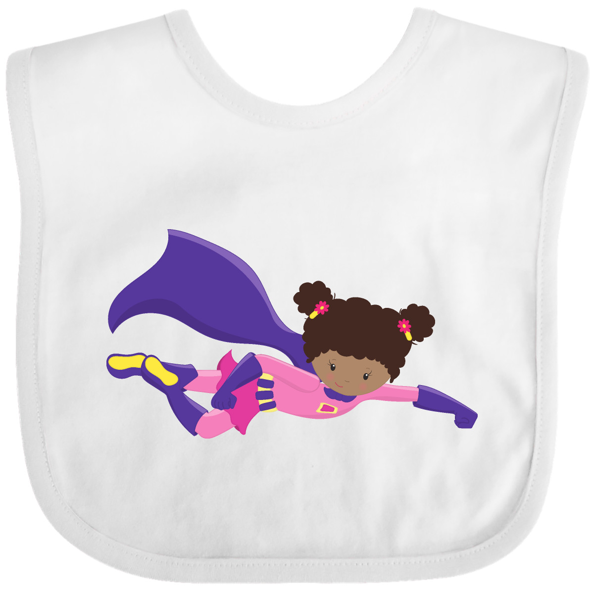 Inktastic African American Girl, Cape, Superhero Girl Baby Bib Black Cute Flying - Picture 5 of 10