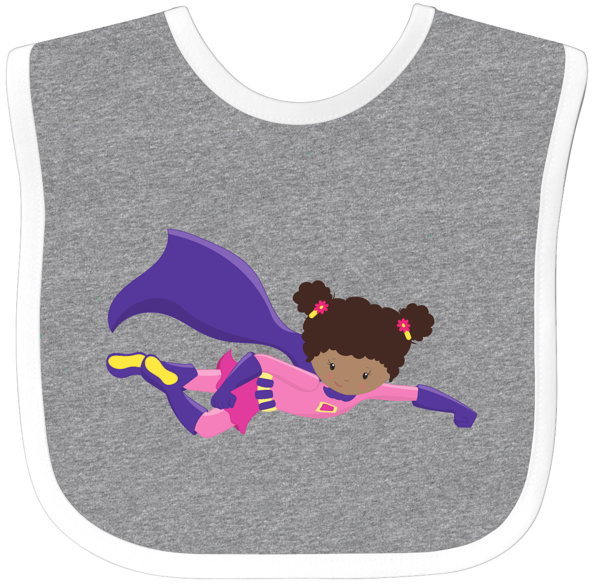 Inktastic African American Girl, Cape, Superhero Girl Baby Bib Black Cute Flying - Picture 3 of 10