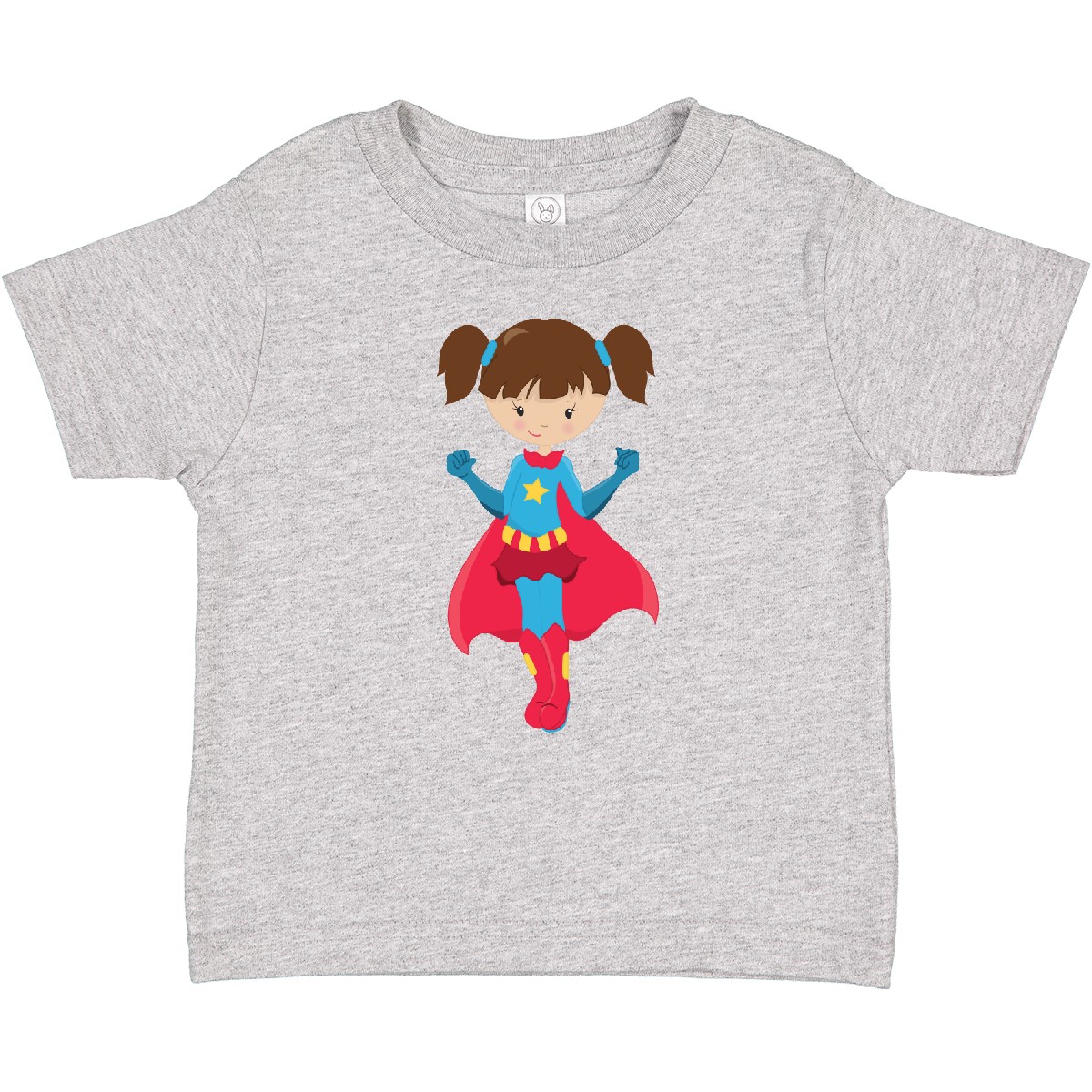 Inktastic Superhero Girl, Cute Girl, Brown Hair, Red Cape Baby T-Shirt Little - Picture 2 of 6