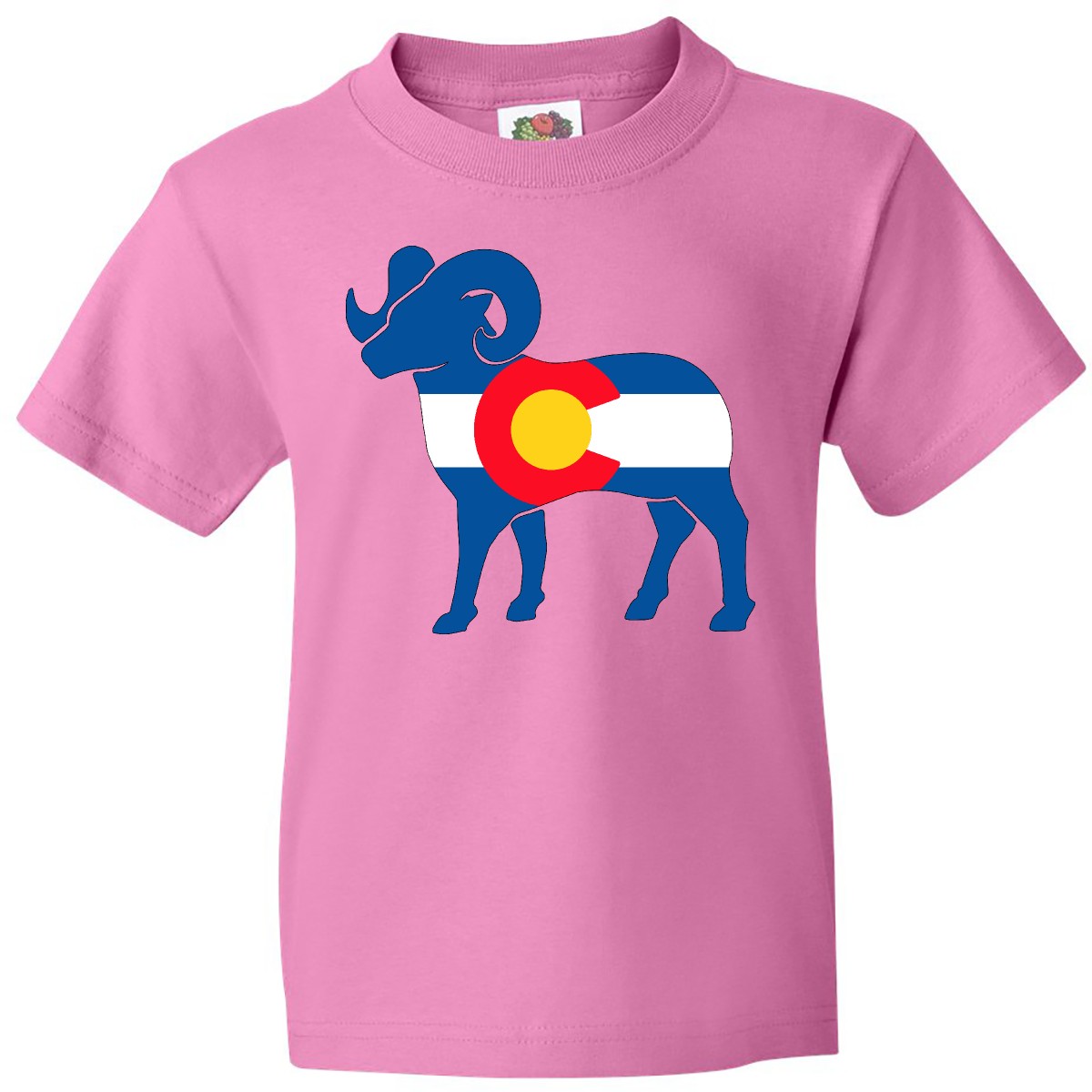 Inktastic Colorado Flag In Bighorn Sheep Silhouette Youth T-Shirt State Home Jc - Picture 2 of 6