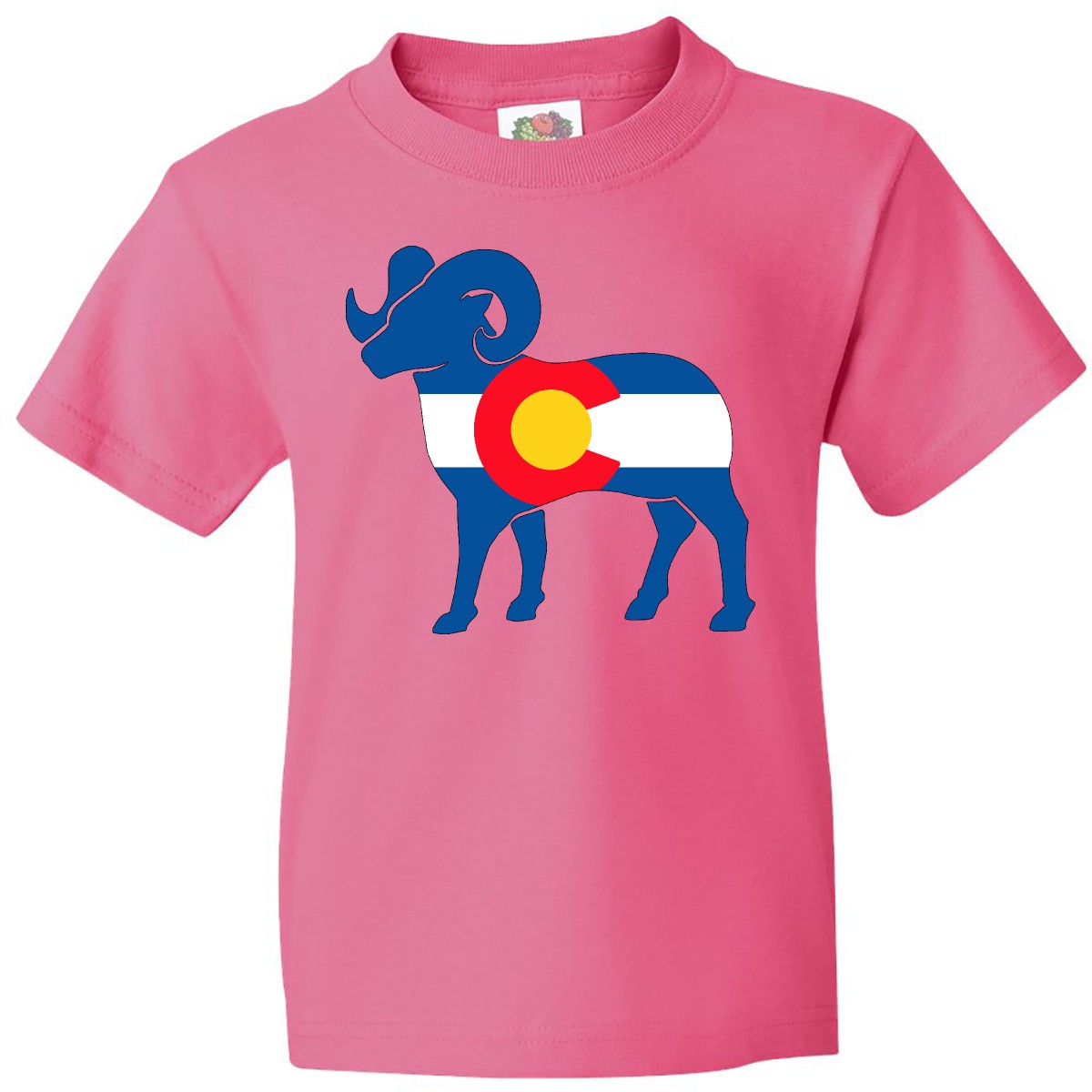 Inktastic Colorado Flag In Bighorn Sheep Silhouette Youth T-Shirt State Home Jc - Picture 3 of 6