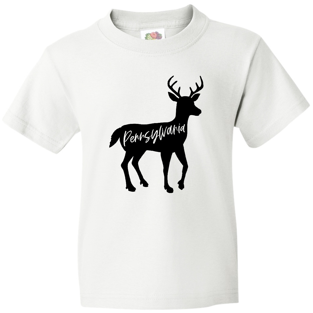 Inktastic Pennsylvania Black Deer Silhouette Youth T-Shirt State Home White City - Picture 9 of 9