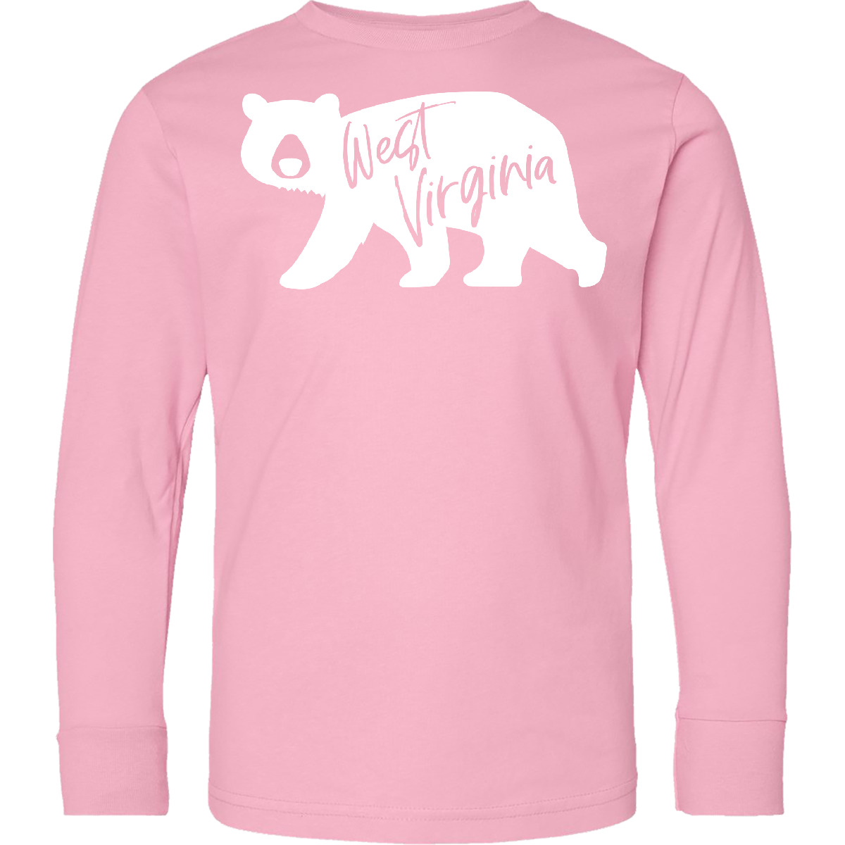Inktastic West Virginia White Bear Silhouette Youth Long Sleeve T-Shirt State - Picture 2 of 4