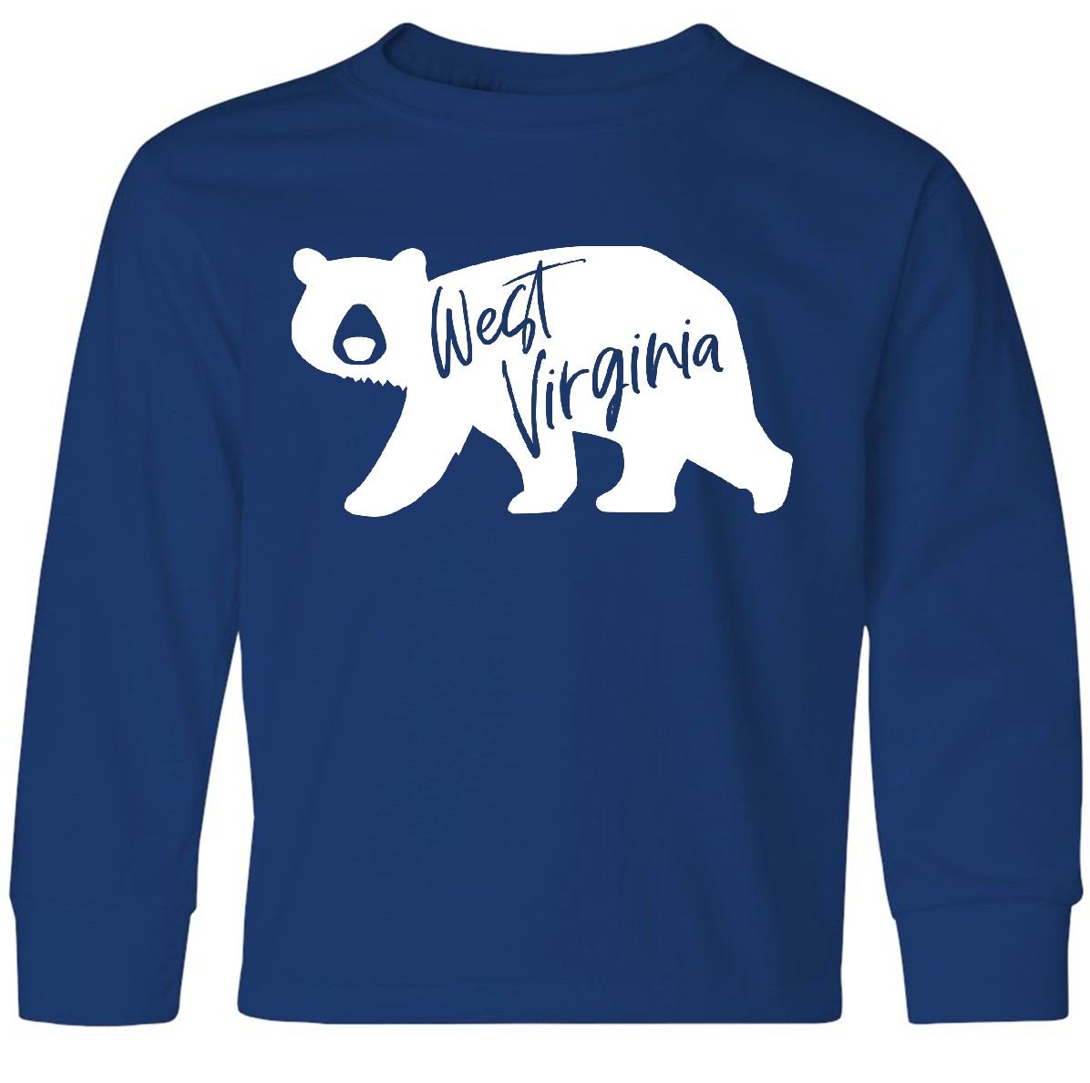 Inktastic West Virginia White Bear Silhouette Youth Long Sleeve T-Shirt State - Picture 4 of 4