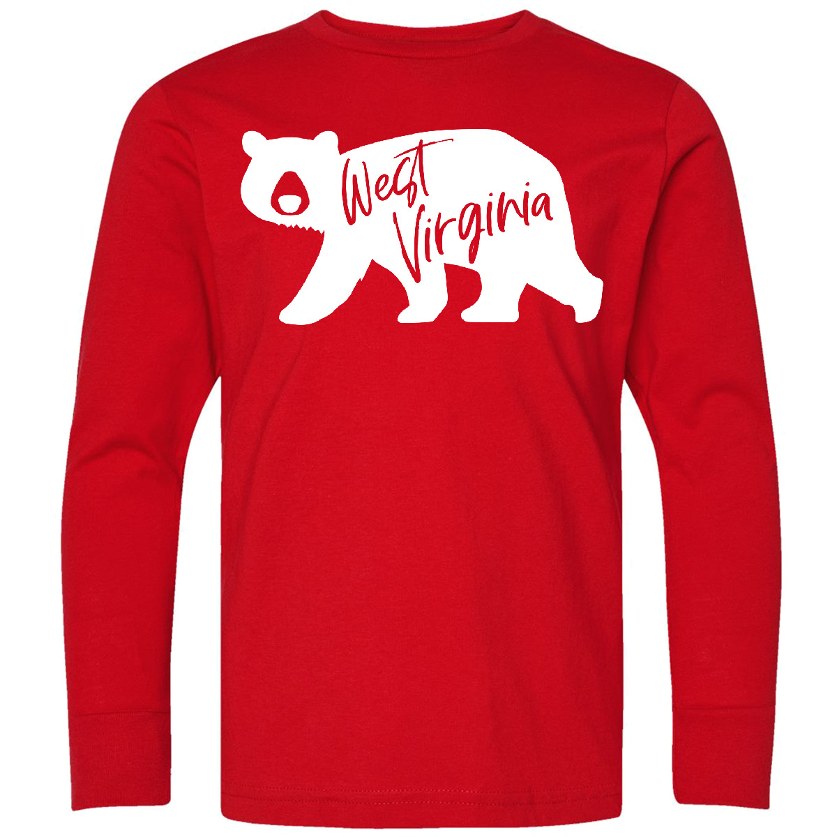 Inktastic West Virginia White Bear Silhouette Youth Long Sleeve T-Shirt State - Picture 3 of 4