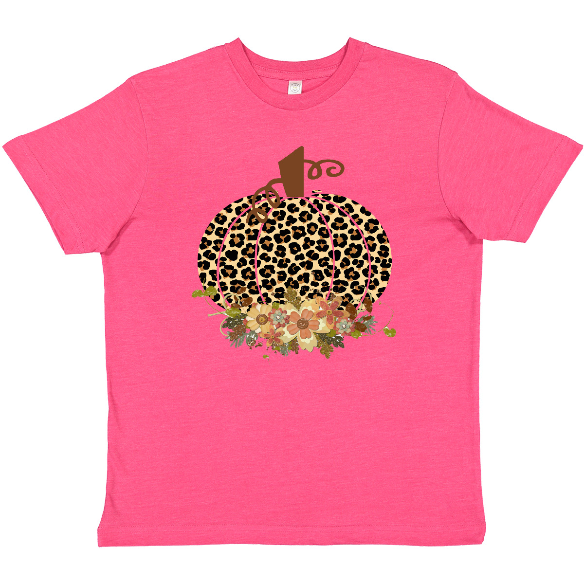 Inktastic Cheetah Print Pumpkin Youth T-Shirt Boodlebug Autumn Flowers Pumpkins - Picture 7 of 7
