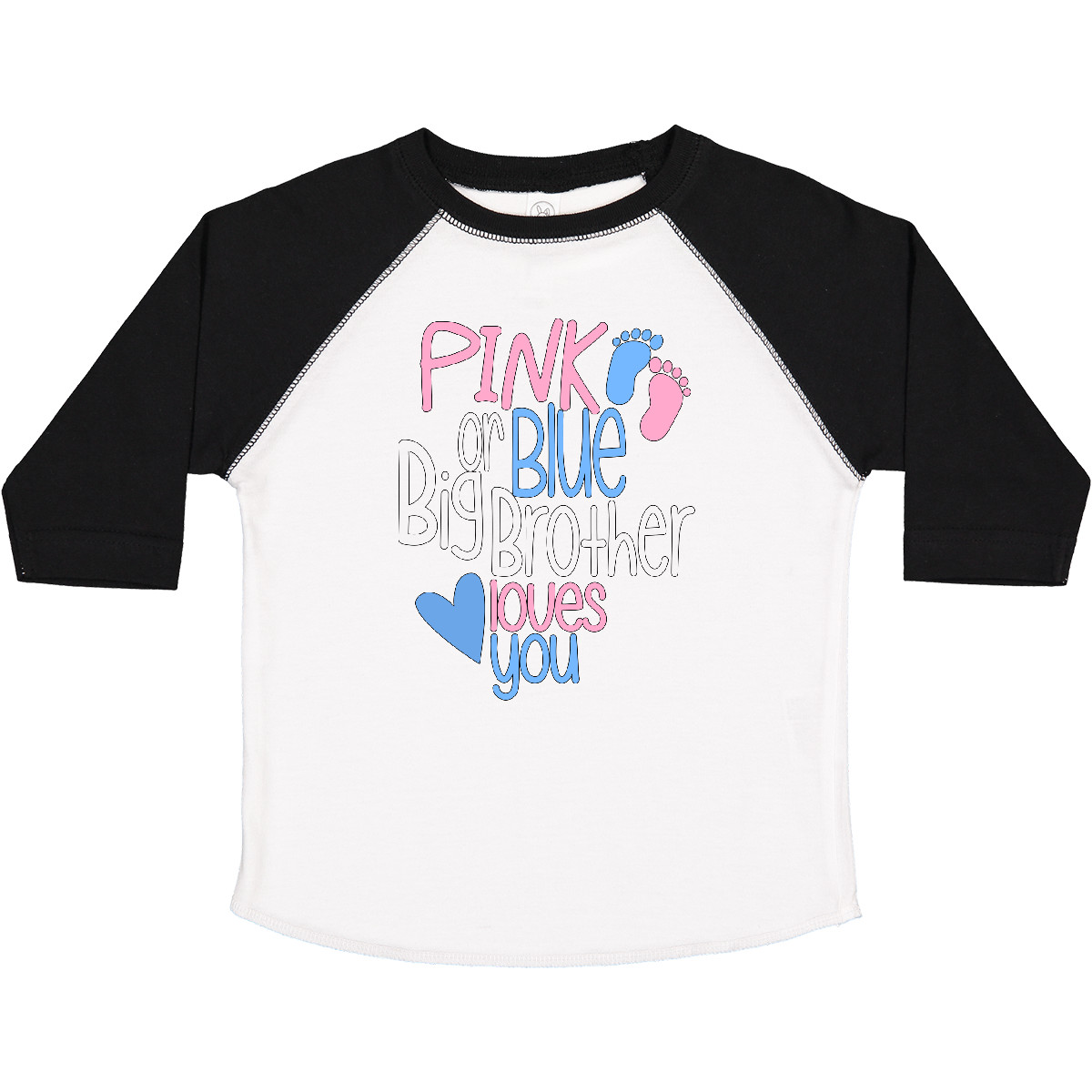 Inktastic Pink Or Blue, Big Brother Loves You Footprints And Toddler T-Shirt Bro - Picture 12 of 12