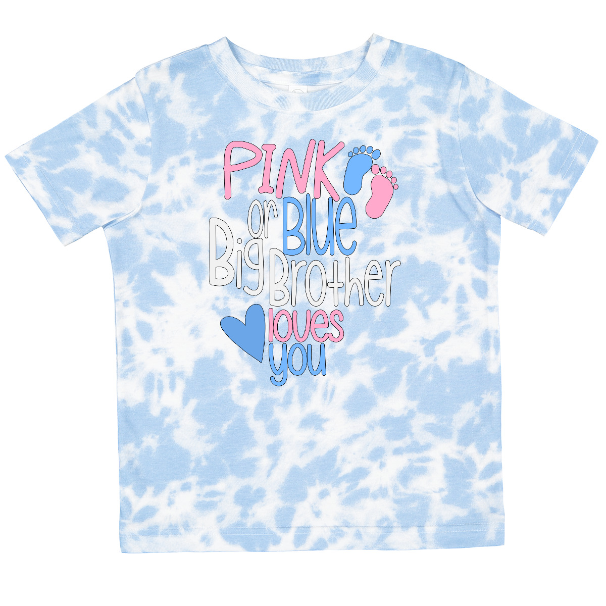 Inktastic Pink Or Blue, Big Brother Loves You Footprints And Toddler T-Shirt Bro - Picture 11 of 12
