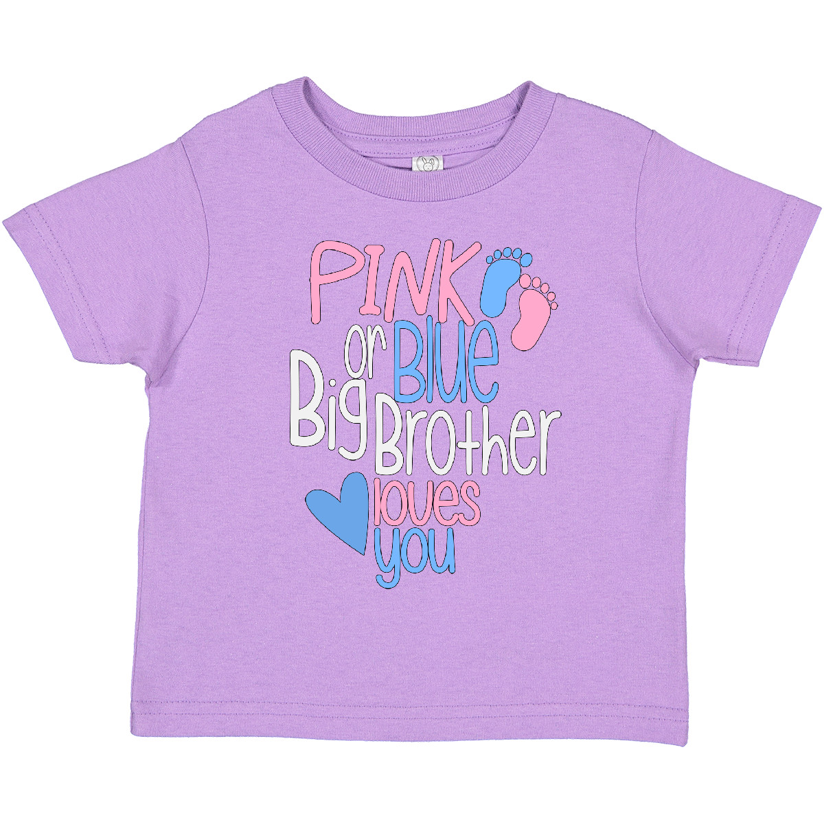 Inktastic Pink Or Blue, Big Brother Loves You Footprints And Toddler T-Shirt Bro - Picture 8 of 12