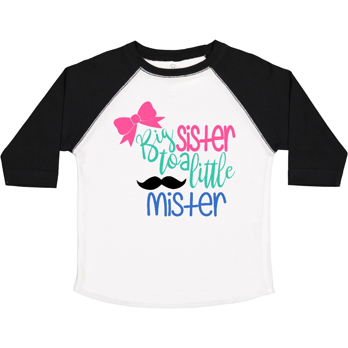 Inktastic Big Sister To A Little Mister Bow And Mustache Toddler T-Shirt Brother - Picture 8 of 8