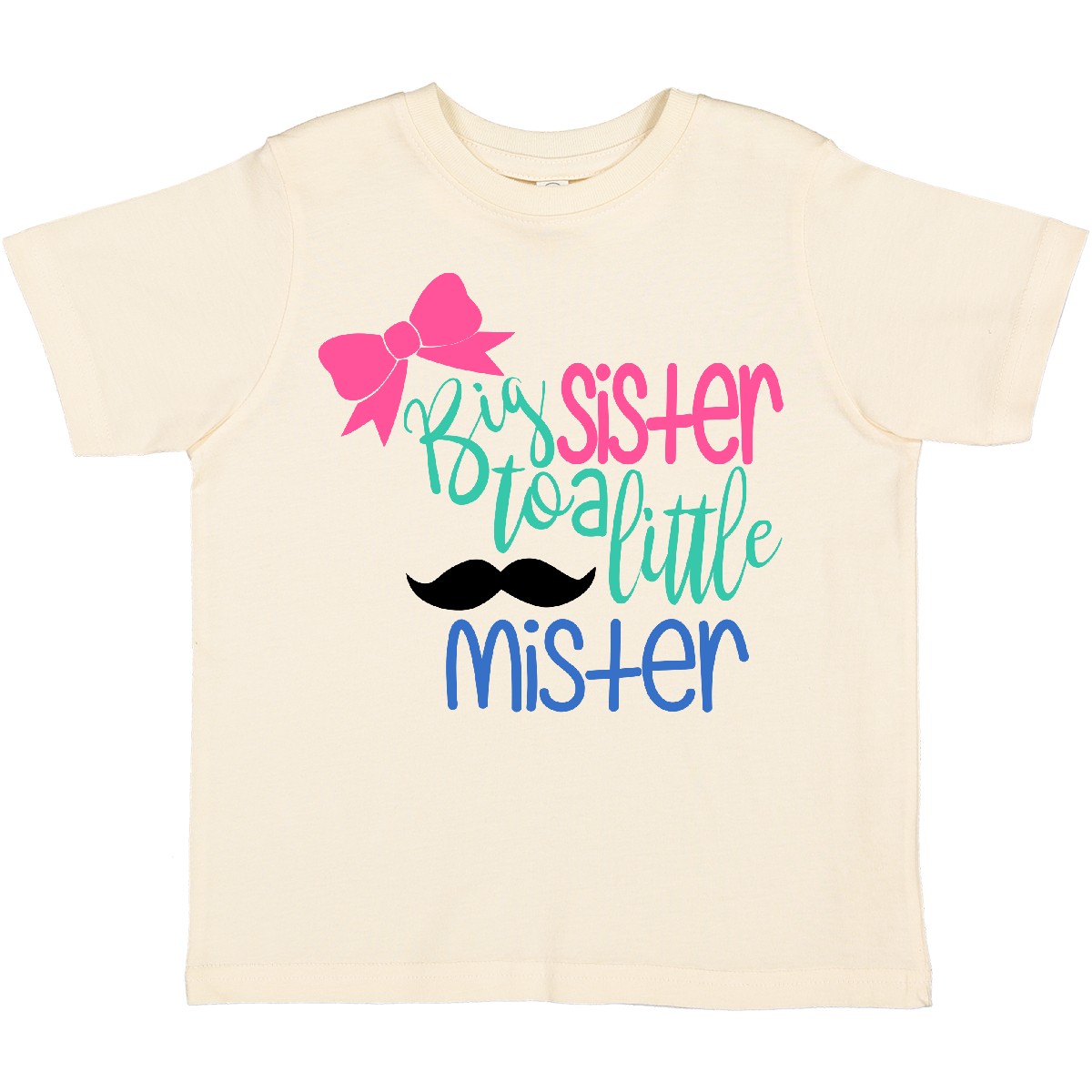 Inktastic Big Sister To A Little Mister Bow And Mustache Toddler T-Shirt Brother - Picture 7 of 8
