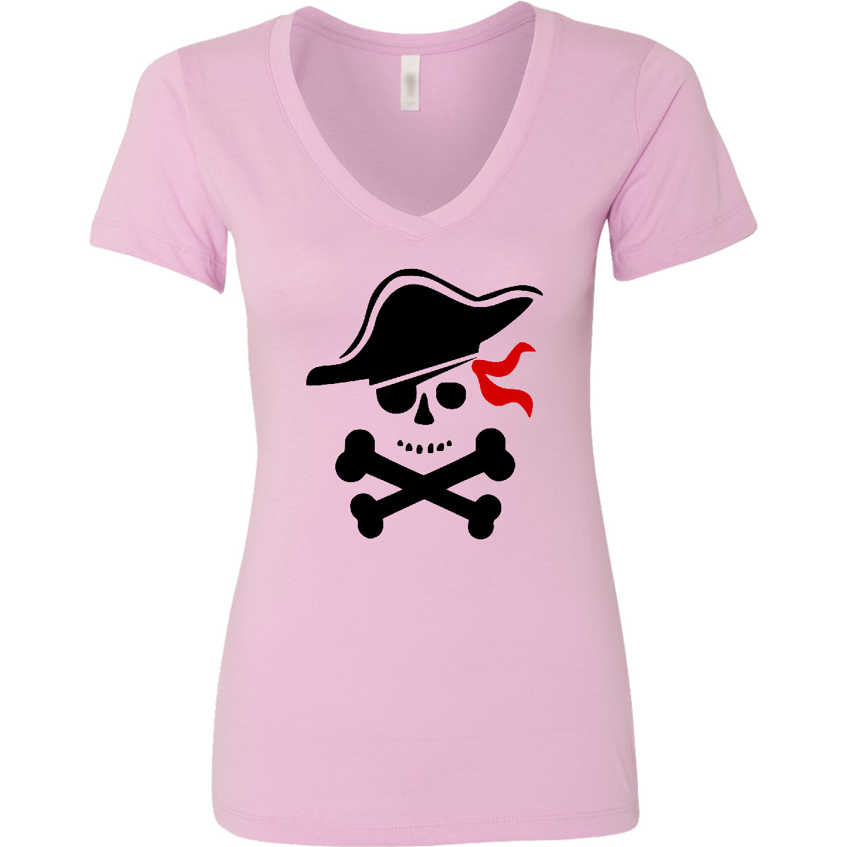 Inktastic Pirate Skull And Cross Bones Women’s V-Neck T-Shirt Boodlebug Graphic