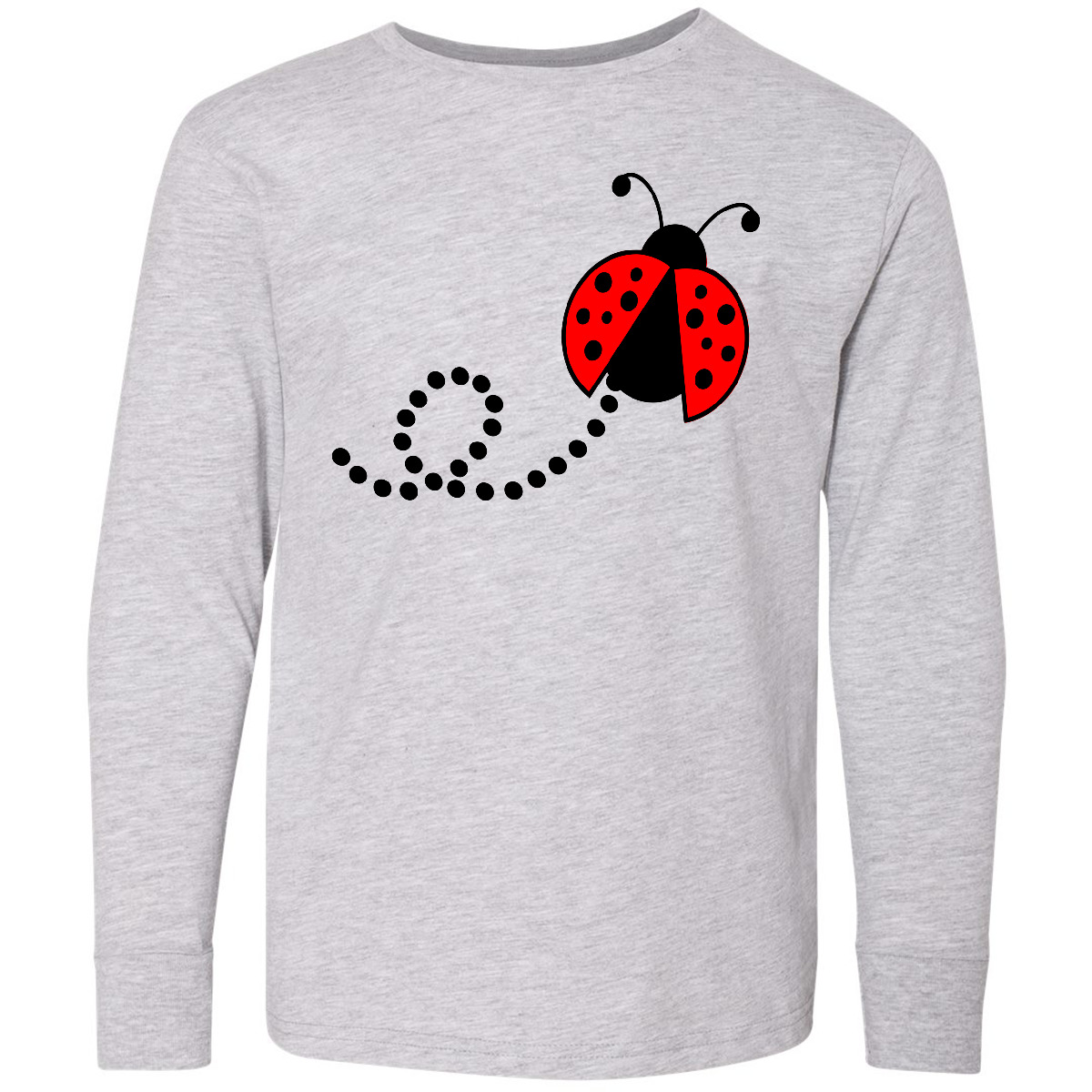 Inktastic Cute Red Ladybug Youth Long Sleeve T-Shirt Animals Fun Insect Bug Girl - Picture 2 of 3