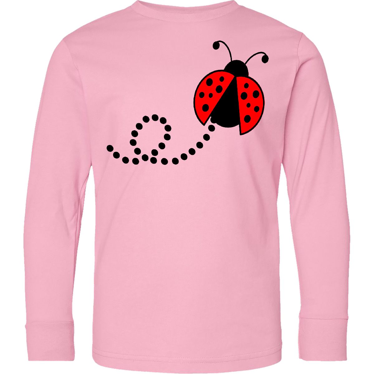 Inktastic Cute Red Ladybug Youth Long Sleeve T-Shirt Animals Fun Insect Bug Girl - Picture 3 of 3